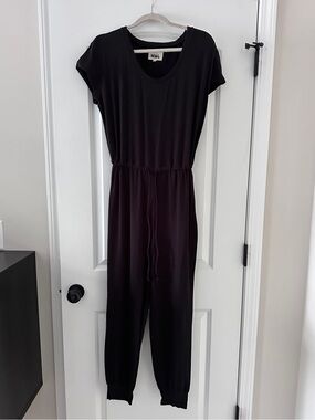 Madewell MWL Breeze Black Short-Sleeve Drawstring Jumpsuit - Small